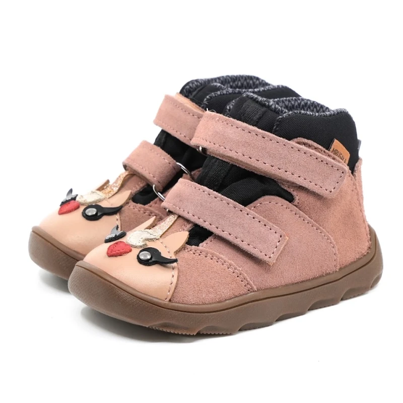 Mrugała - Trzewiki Dziecięce Ocieplane Wodoodporne Barefoot Neko Pony Rosa - bubutik.pl