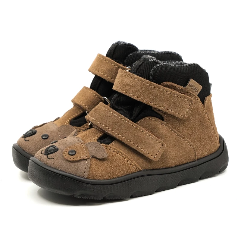 Mrugała - Trzewiki Dziecięce Ocieplane Wodoodporne Barefoot Neko Puppy Karmel - bubutik.pl