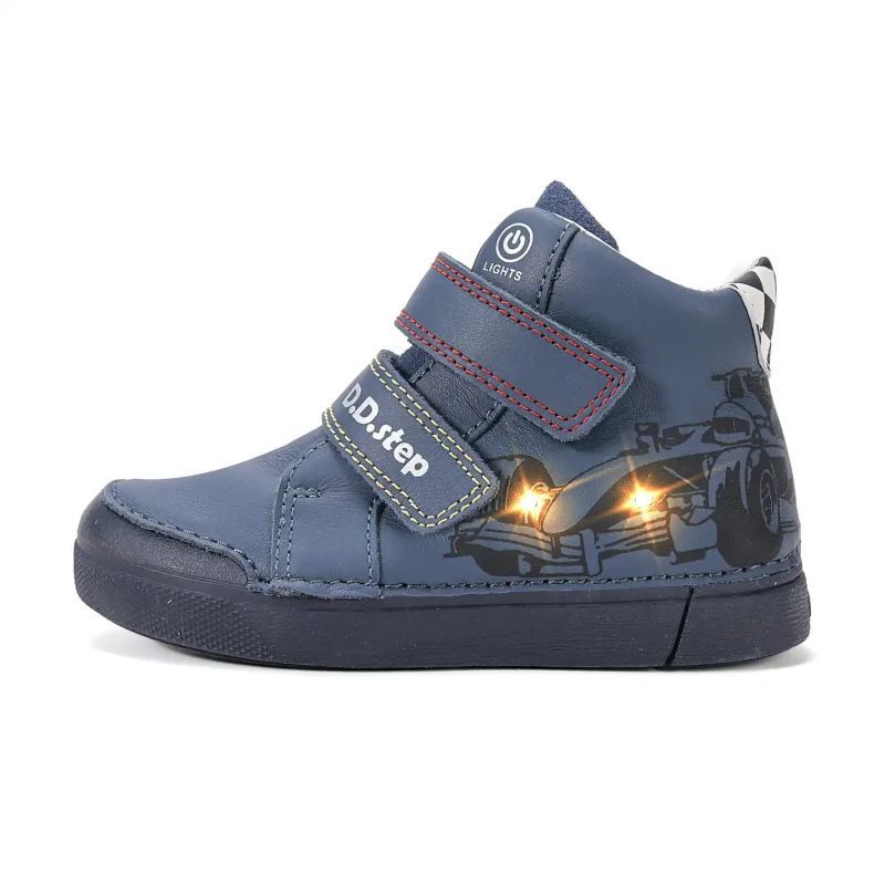 D.D. Step - Świecące Trzewiki Skórzane A068-62454AM Royal Blue - bubutik.pl