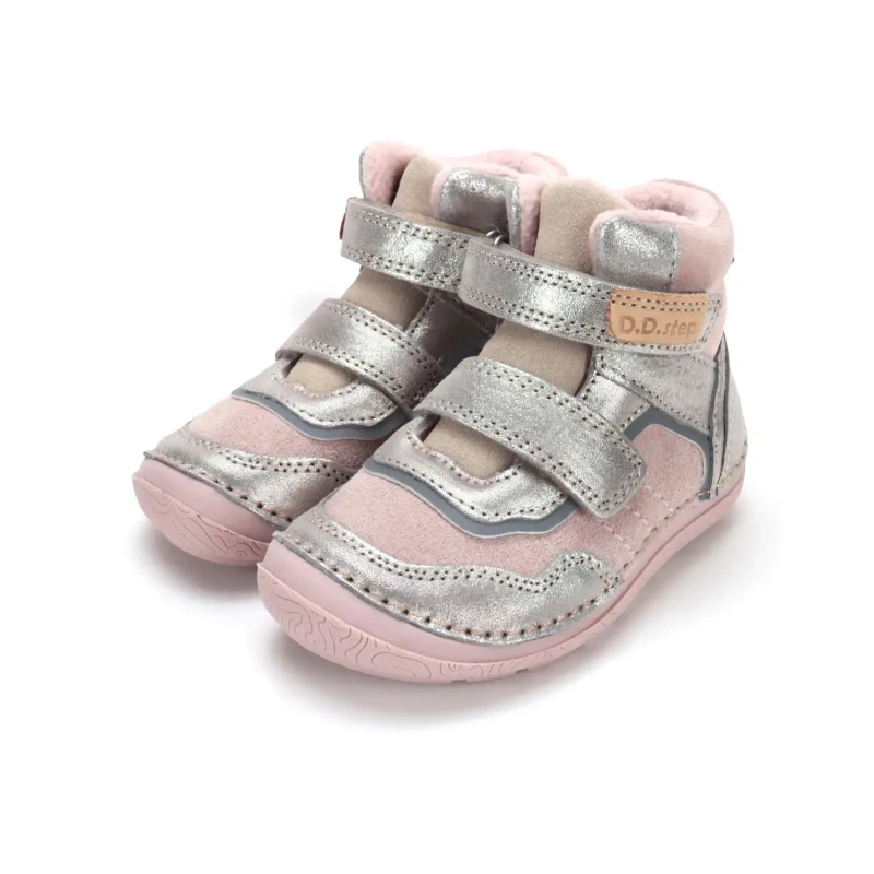 D.D. Step - Trzewiki  Dziecięce Ocieplane Barefoot A116-62911D Champagne - bubutik.pl