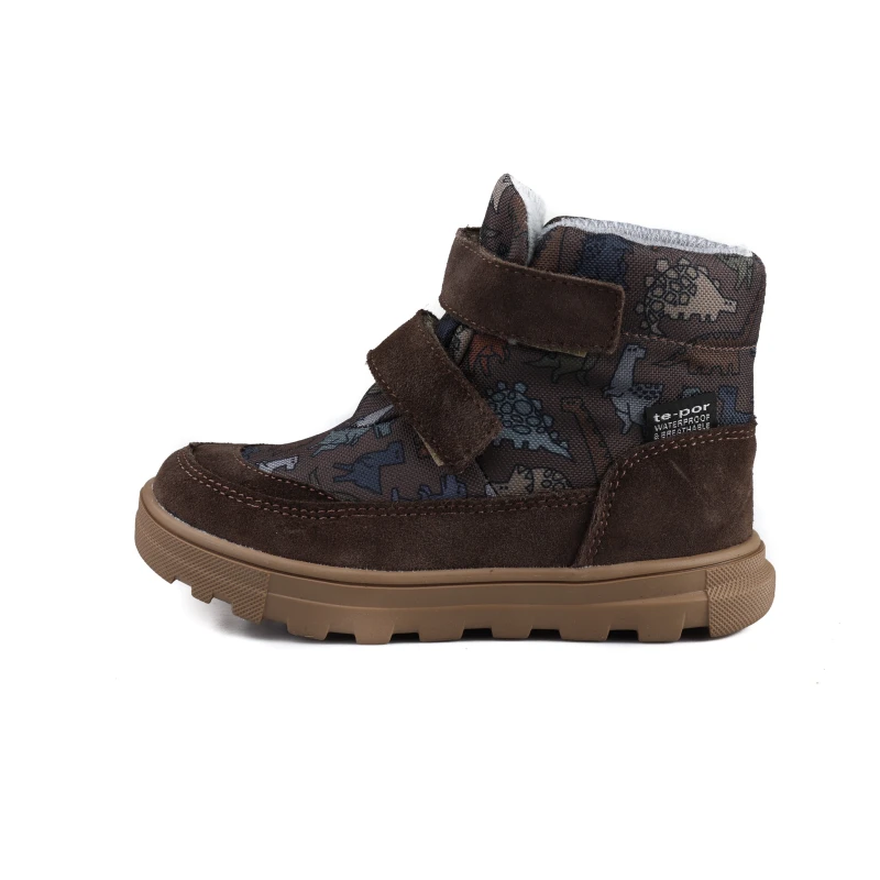 Mido - Ocieplane Trzewiki Dziecięce Wodoodporne Dino Taupe 22-41/32-41  - bubutik.pl