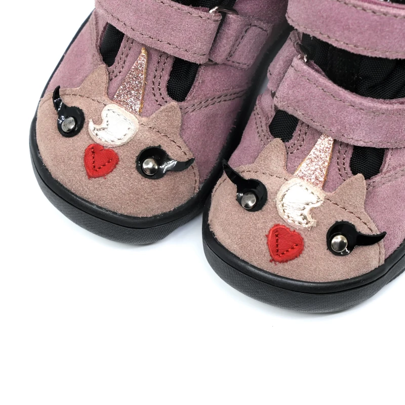 Mrugała - Trzewiki Dziecięce Ocieplane Wodoodporne Barefoot Neko Pony Lawenda - bubutik.pl