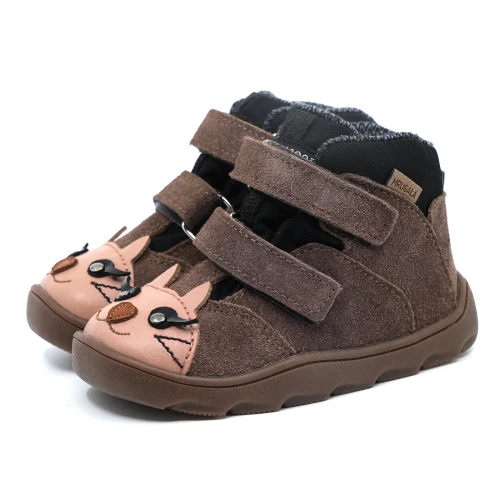 Mrugała - Trzewiki Dziecięce Ocieplane Wodoodporne Barefoot Neko Kitty Grey 20-25