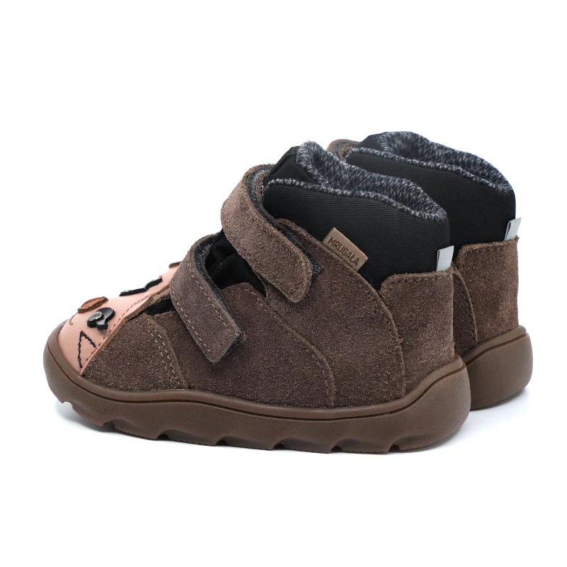 Mrugała - Trzewiki Dziecięce Ocieplane Wodoodporne Barefoot Neko Kitty Grey - bubutik.pl