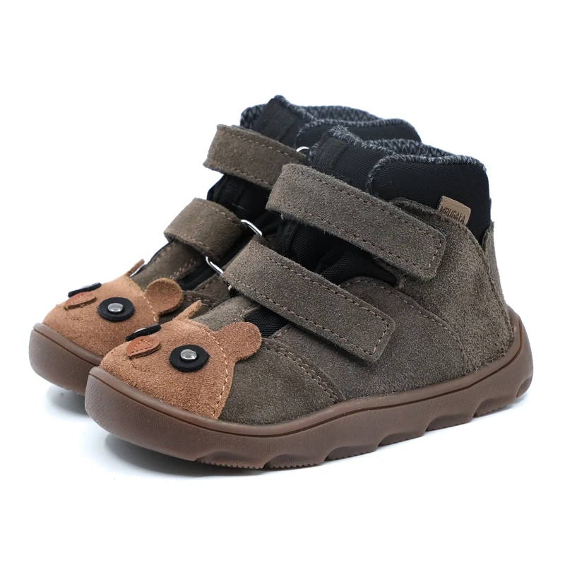 Mrugała - Trzewiki Dziecięce Ocieplane Wodoodporne Barefoot Neko Bear Grey - bubutik.pl