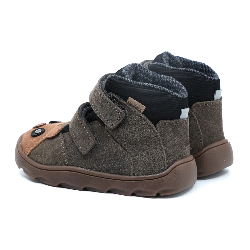 Mrugała - Trzewiki Dziecięce Ocieplane Wodoodporne Barefoot Neko Bear Grey - bubutik.pl