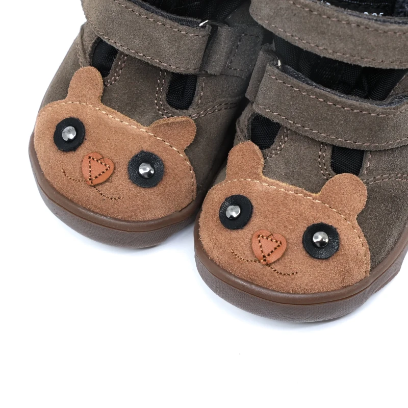 Mrugała - Trzewiki Dziecięce Ocieplane Wodoodporne Barefoot Neko Bear Grey - bubutik.pl