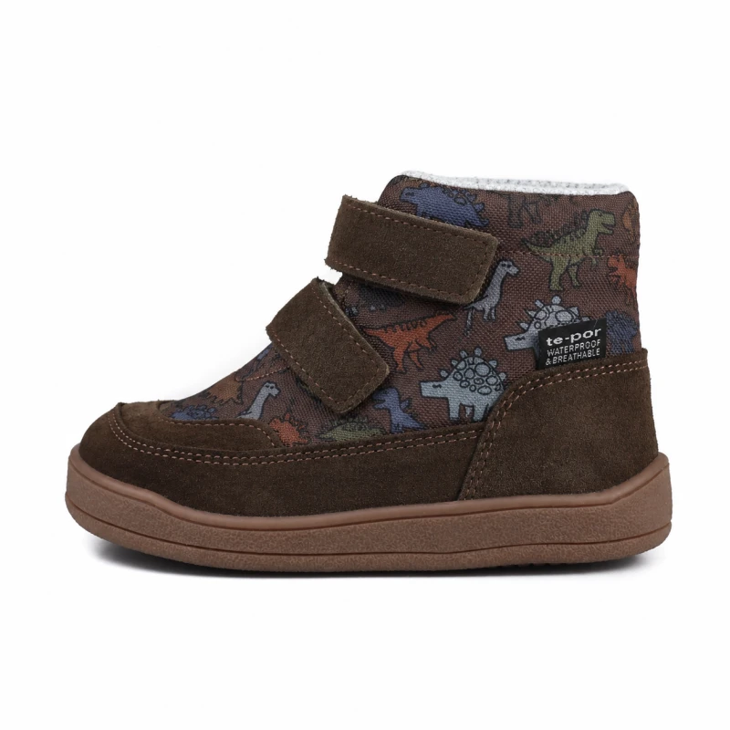 Mido - Ocieplane Trzewiki Dziecięce Barefoot Dino Taupe 62-06 / 72-06 / 82-06 - bubutik.pl