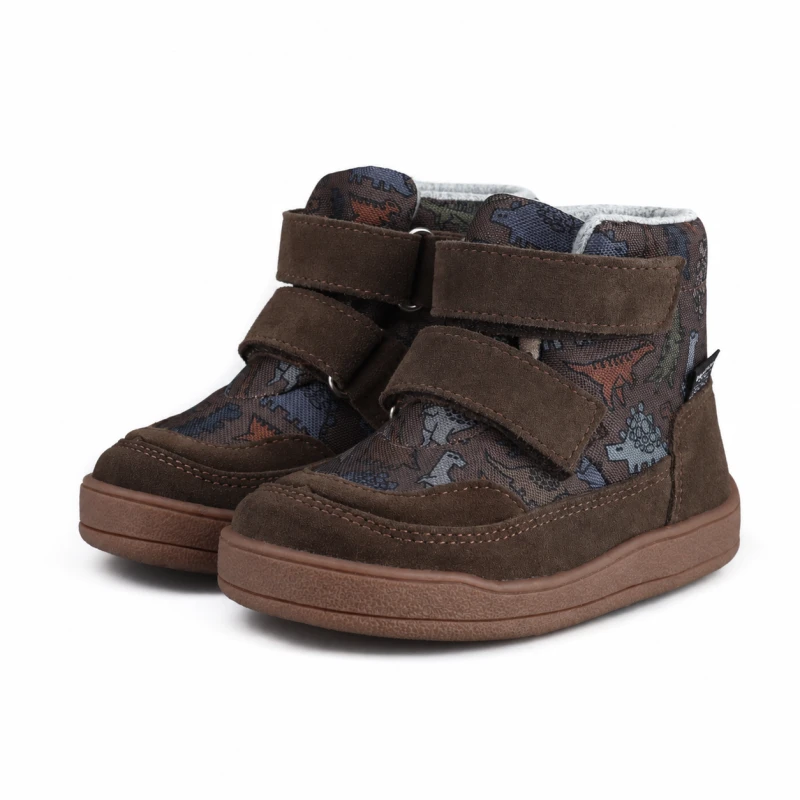 Mido - Ocieplane Trzewiki Dziecięce Barefoot Dino Taupe 62-06 / 72-06 / 82-06 - bubutik.pl