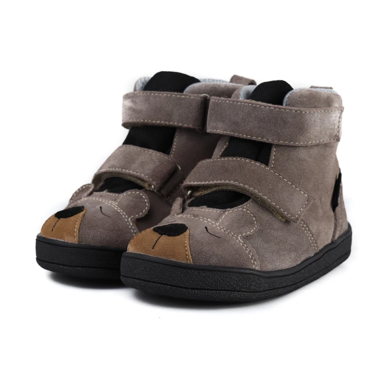 Mido - Ocieplane Trzewiki Wodoodporne Barefoot Greige Miś 62-14/ 72-14 - bubutik.pl