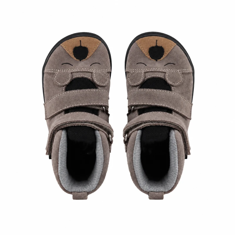 Mido - Ocieplane Trzewiki Wodoodporne Barefoot Greige Miś 62-14/ 72-14 - bubutik.pl