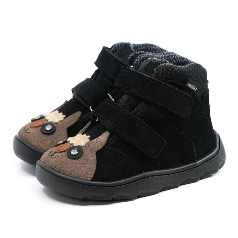 Mrugała - Trzewiki Dziecięce Ocieplane Wodoodporne Barefoot Neko Alpaca Black - bubutik.pl
