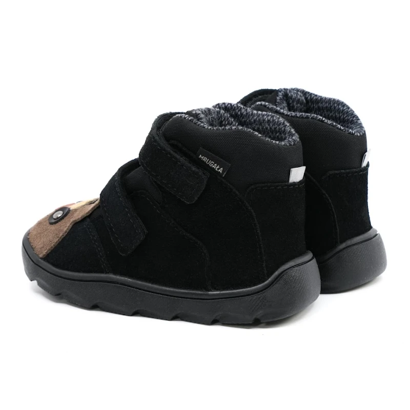 Mrugała - Trzewiki Dziecięce Ocieplane Wodoodporne Barefoot Neko Alpaca Black - bubutik.pl