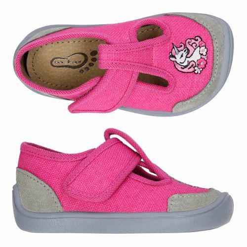3F Bar3foot - Kapcie Dziecięce Barefoot E-Texas 2BE8/Ln23 Fuchsia Jednorożec