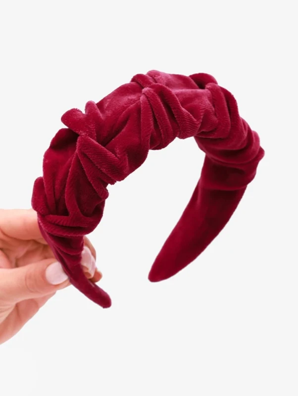 Ul&Ka - Opaska do włosów Marszczulka Velvet Red Wine Regular - bubutik.pl