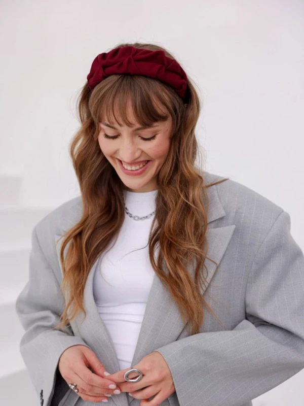Ul&Ka - Opaska do włosów Marszczulka Elegant Bordo Regular - bubutik.pl