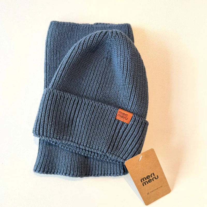 Merimeru - Zimowy Komplet Z Wełny Merino Flåm Royal Blue - bubutik.pl