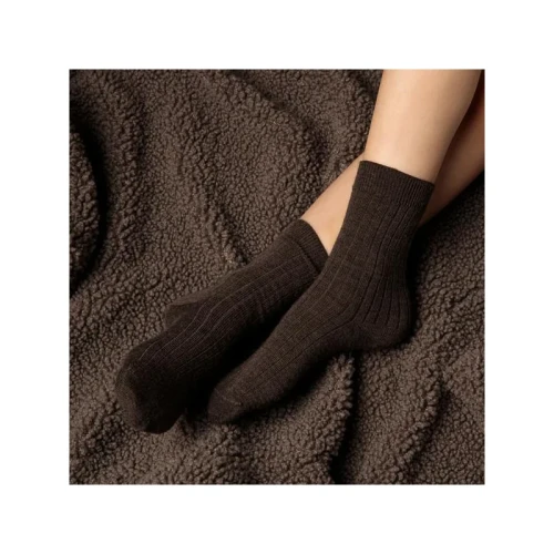 Steven - Skarpetki Merino Bezuciskowe w Prążki Brązowe