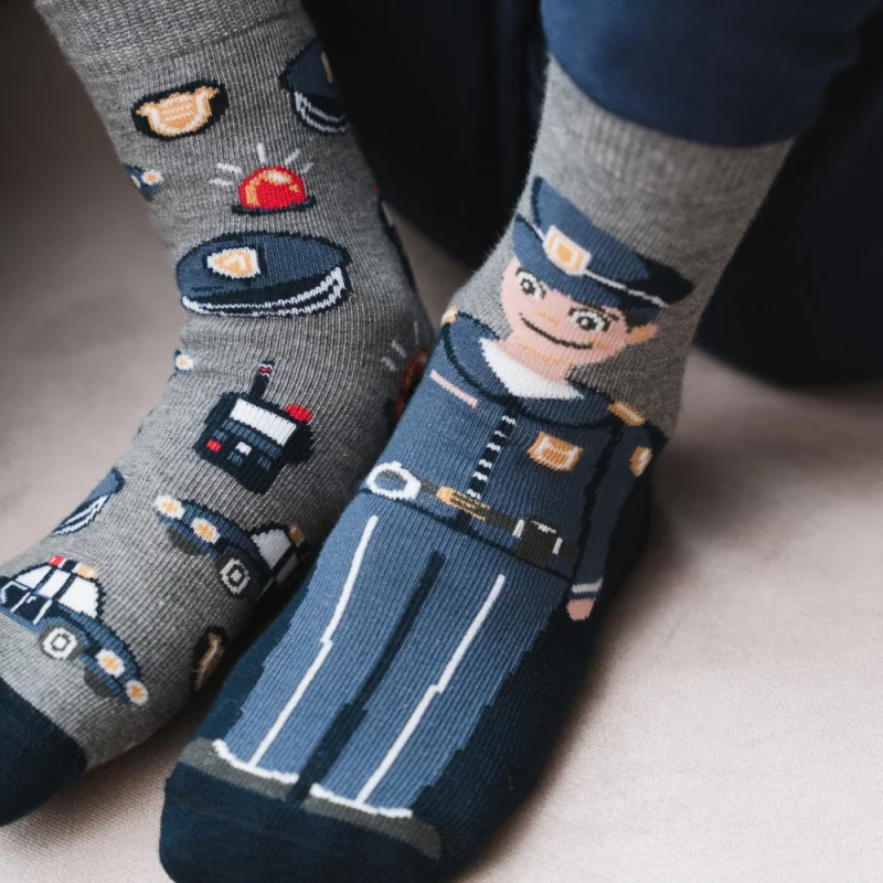 Steven - Skarpetki Bawełniane Szare Policjant - bubutik.pl