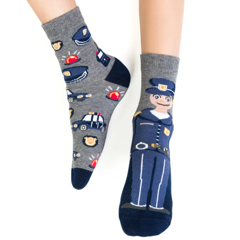 Steven - Skarpetki Bawełniane Szare Policjant - bubutik.pl