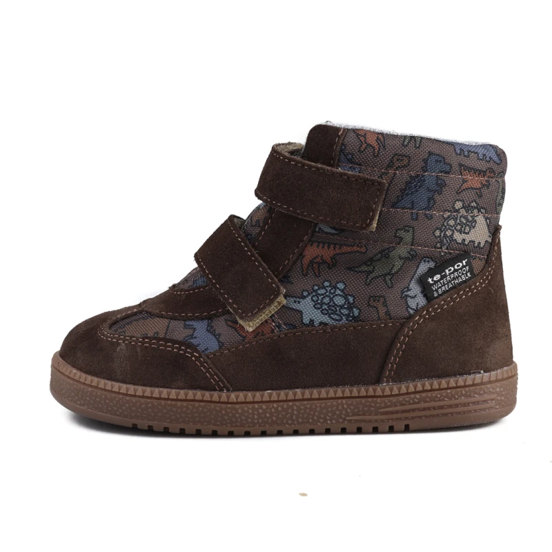 Mido - Ocieplane Trzewiki Dziecięce Barefoot Dino Taupe 62-15/ 72-15  - bubutik.pl