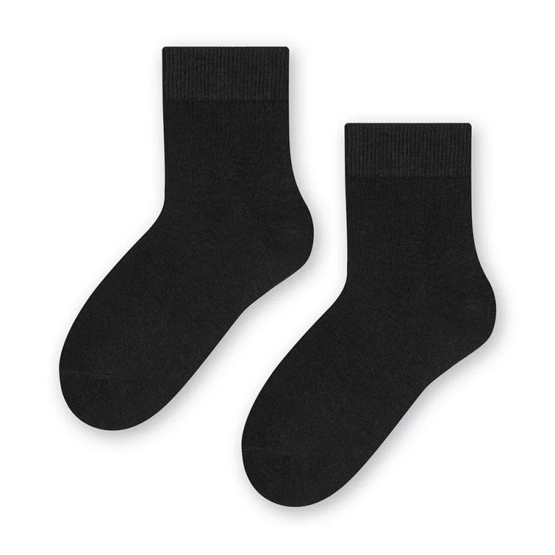 Steven - Skarpetki Bawełniane Czarne Gładkie - bubutik.pl