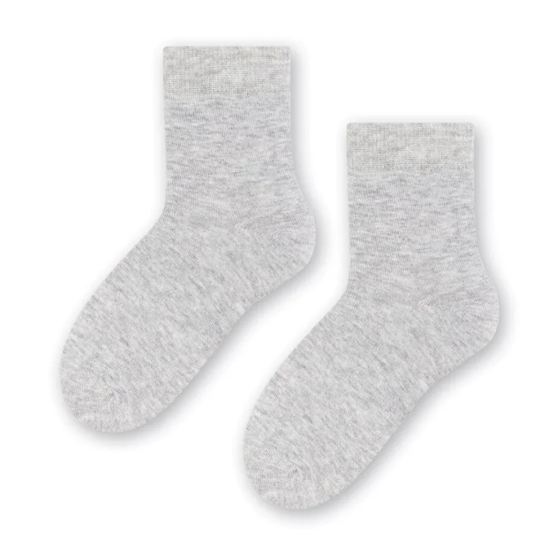 Steven - Skarpetki Bawełniane Szare Gładkie - bubutik.pl