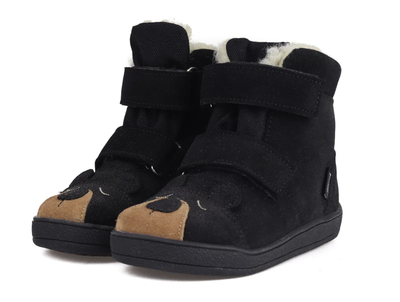 Mido - Trzewiki Zimowe Barefoot Czarny Miś Wełna 62-08 / 72-08 - bubutik.pl