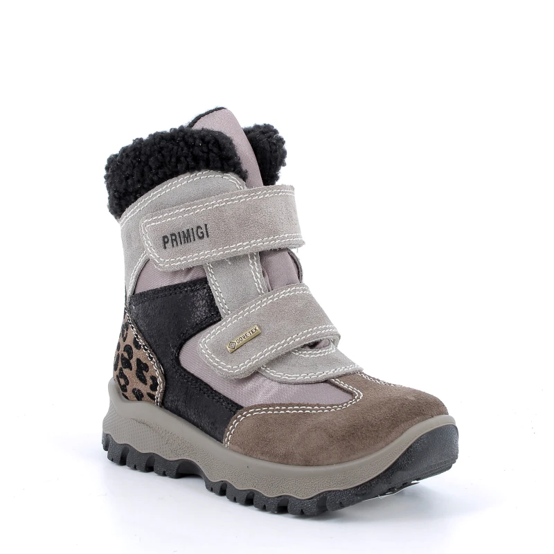 Primigi - Zimowe Trzewiki Wodoodporne Gore-Tex Beż Panterka 2393411 - bubutik.pl