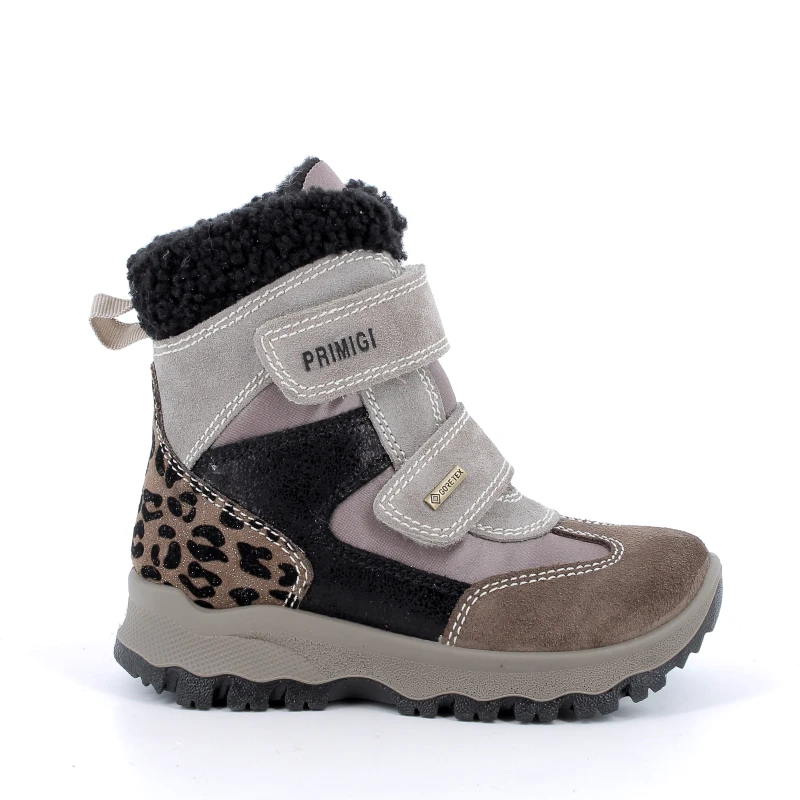 Primigi - Zimowe Trzewiki Wodoodporne Gore-Tex Beż Panterka 2393411 - bubutik.pl