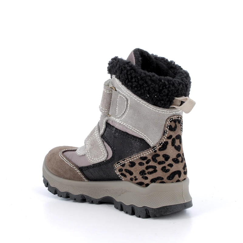 Primigi - Zimowe Trzewiki Wodoodporne Gore-Tex Beż Panterka 2393411 - bubutik.pl