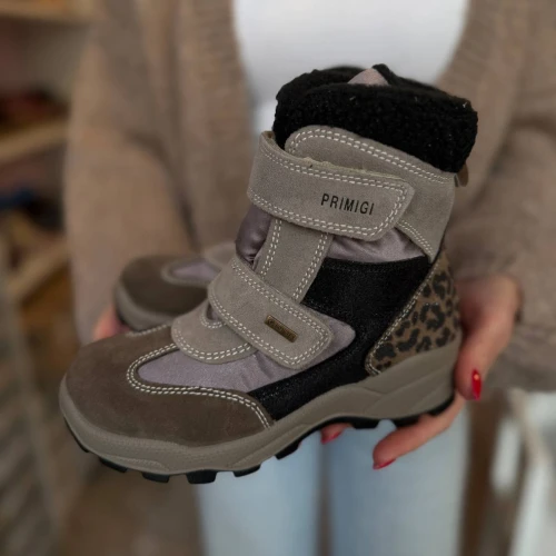 Primigi - Zimowe Trzewiki Wodoodporne Gore-Tex Beż Panterka 2393411