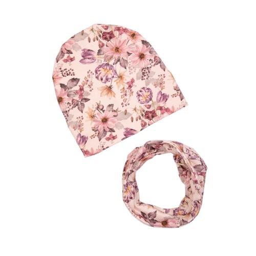 Ul&Ka - Czapka z kominem Pinkie Flowers