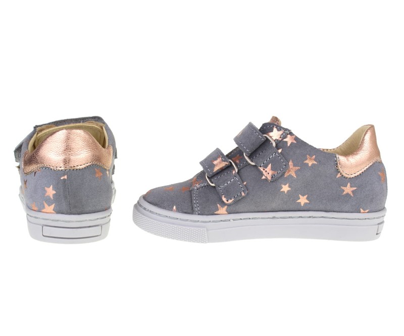 Bartuś - Półbuty dziewczęce w gwiazdki P-005 POPIEL GWIAZDKI MIEDŹ