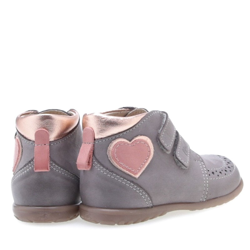 Emel - Półbuty dziewczęce Roczki szare z serduszkiem ES 2439-12