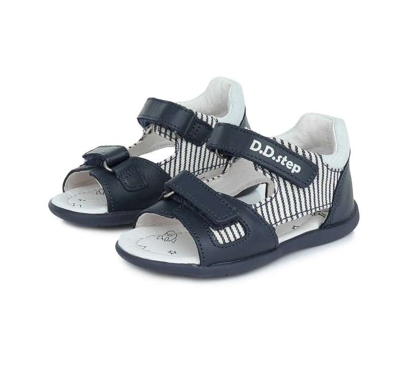 D.D.Step - Sandały Skórzane Granatowe G075-339 / G075-339 M
