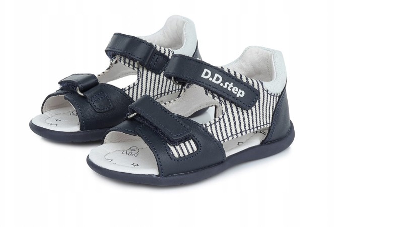 D.D.Step - Sandały Skórzane Granatowe G075-339 / G075-339 M