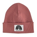 Minimiki - Czapka Prążkowana BEANIE Strawberry Cream TĘCZA