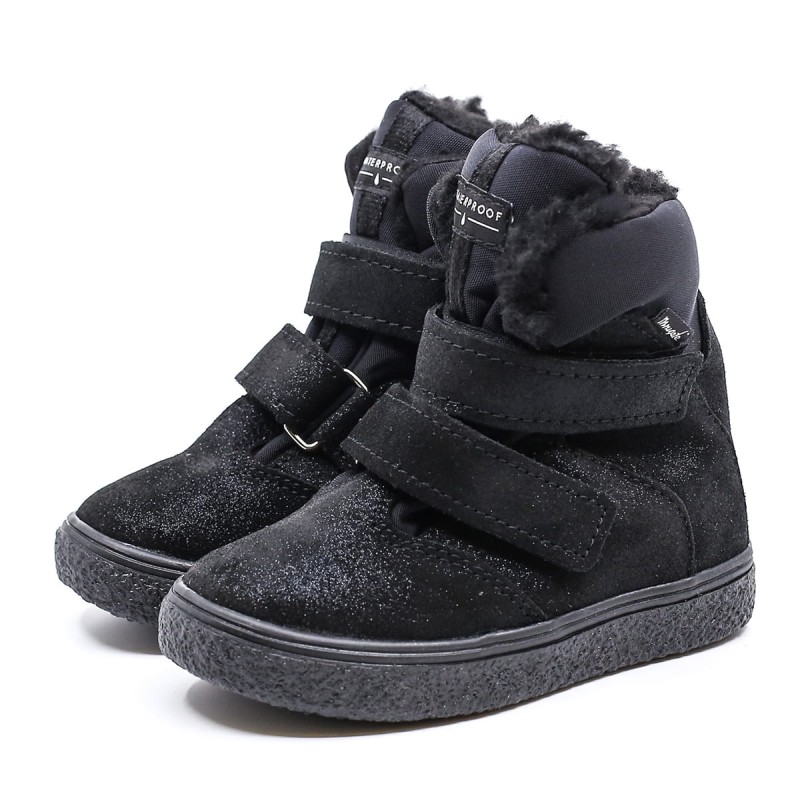 Buty zimowe Mrugała - Trzewiki Zimowe IWO BLACK Połyskujące 20-25 Membrana TE-POR