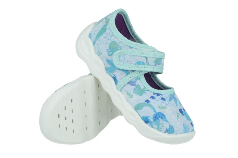 Superfit - Oddychające Kapcie Dziewczęce w Syrenki 1-006272-8400 Bubble Blau