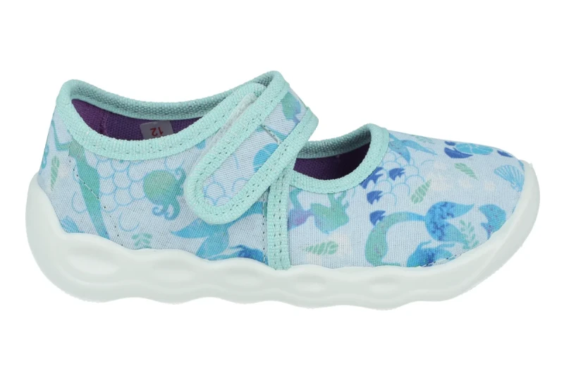 Superfit - Oddychające Kapcie Dziewczęce w Syrenki 1-006272-8400 Bubble Blau