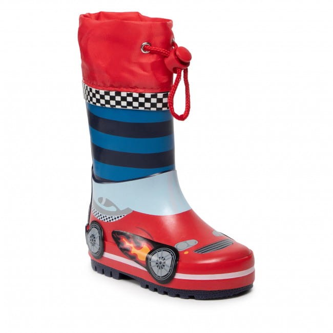 Playshoes - Kalosze dziecięce Wyścigówka 188702-793 Czerwony/Niebieski