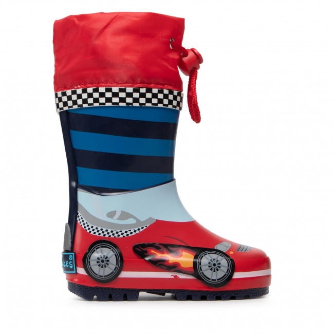 Playshoes - Kalosze dziecięce Wyścigówka 188702-793 Czerwony/Niebieski