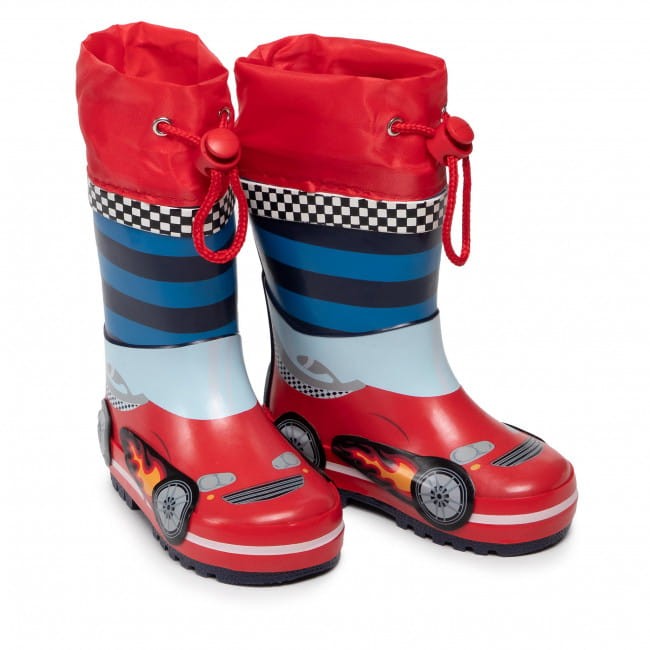 Playshoes - Kalosze dziecięce Wyścigówka 188702-793 Czerwony/Niebieski