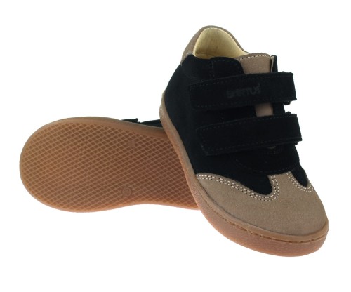 Bartuś - Skórzane Półbuty 190/RZ WELUR CZARNY/ BEŻ