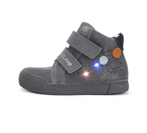 D.D. Step -  Świecące Trzewiki Skórzane A068-42418B Dark Grey